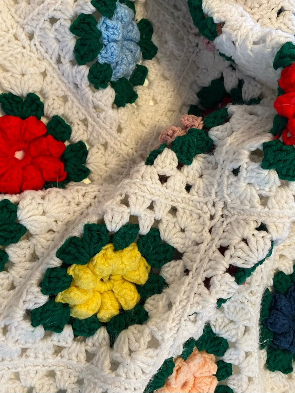 Floral Knitted Afghan Blanket